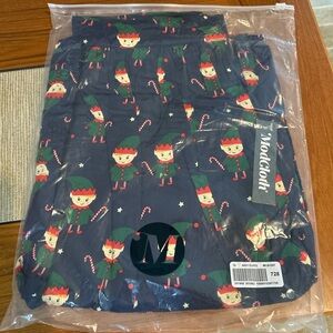 ModCloth Women's Skirt- Navy with Elf and Candy Cane Print